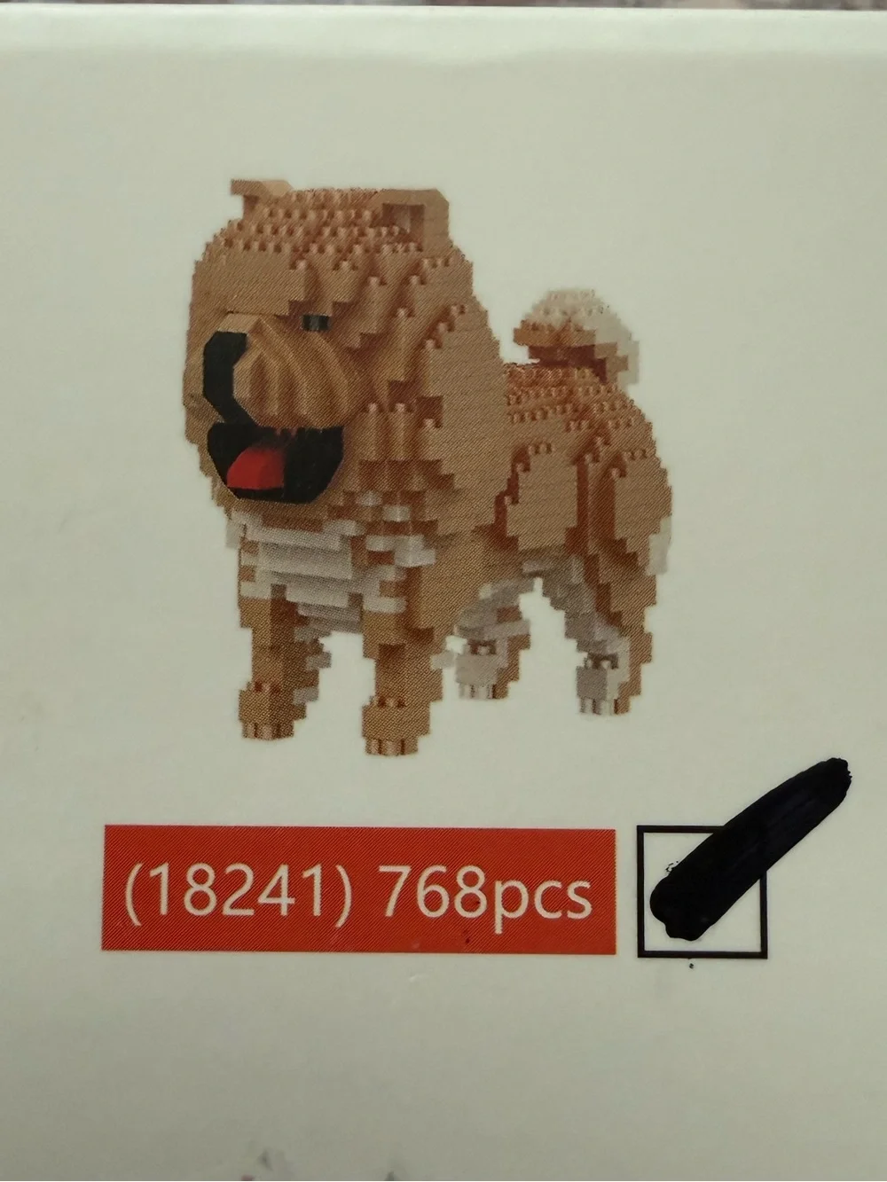 Chow Chow Dog Building Block Model - Tan